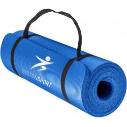 Siston Sport Fitnessmat –  183 cm x 61 cm x 1.5 cm – Blauw – Inclusief draagtas en extra draagriem