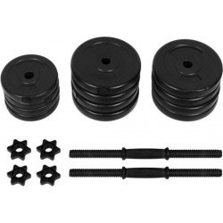 vidaXL - Halterset 28 KG - Verstelbare Dumbells - Halters - Dumbellset - Zwart- 2 Stuks