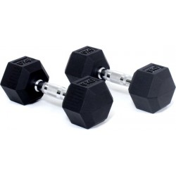 Core Power Rubber Hex Dumbbells - 9 kg (per paar)