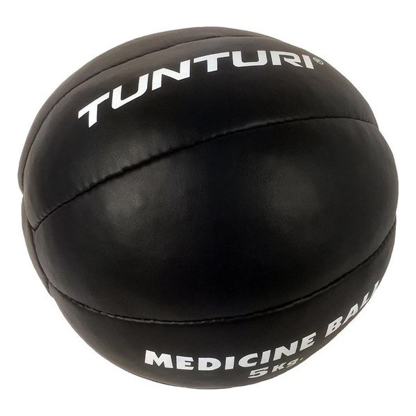 Tunturi Medicine Ball - Crossfit Ball - Medicijnbal - 5 kg - Zwart Leer