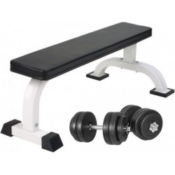 Gorilla Sports Vlakke Fitnessbank Incl. Dumbellset 30 kg Kunststof