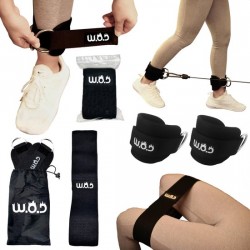 W.O.D Ankle Straps (2 Stuks) + Resistance Band + Tas – Fitness Enkelbanden En Weerstandsband – Zwart