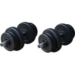 RS Sports Dumbellset – Halterset kunststof – Totaal 20 kg – 2 stuks – zwart