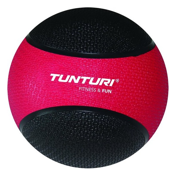 Tunturi Medicine Ball - Medicijnbal - Crossfit ball - 3 kg - Rood/Zwart Rubber