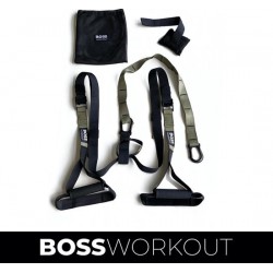 BOSS WORKOUT®️ Suspension Trainer - Professionele TRX - Sport zonder Gewichten - Legergroen en Zwart