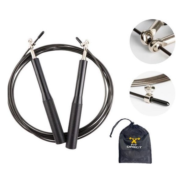 Fit Direct Professioneel Springtouw – Aluminium Speed Rope - Crossfit Jump Rope- Verstelbaar Met Kogellagers