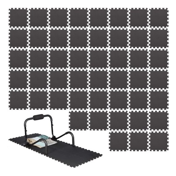 relaxdays 48 puzzelmatten in set - 30 x 30 cm - fitnessmat - vloer bescherming - zwart