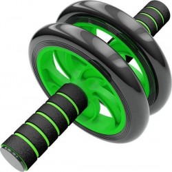 Ab wheel - Double - Inclusief Gratis Kniemat - Buikspiertrainer - Groen