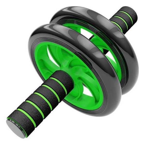 Ab wheel - Double - Inclusief Gratis Kniemat - Buikspiertrainer - Groen