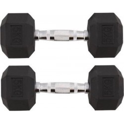 2 x Kaytan Dumbbell - 5 kg - hexagon hoeken - metalen greep - Sport Dumbbell - Buiten Sport - Binnen Sporten