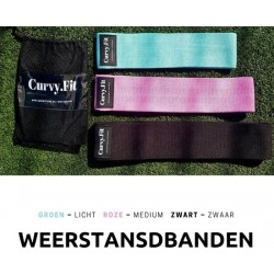 CurvyFit ® - Weerstandsbanden - Booty band - fitnessmaterialen - Home gym - Booty band - Resistance band - Set van 3 + draagtas