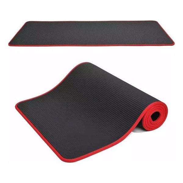 Yoga Mat 10mm - Zwart - Rood - Antislip - Fitness Mat - Yogamat - Yoga - Sportmat