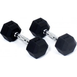 Core Power Rubber Hex Dumbbells - 5 kg (per paar)