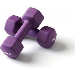 Basic-Fit Dumbbells - 2 x 3 kg Set - Dumbells - Rubber - Paars