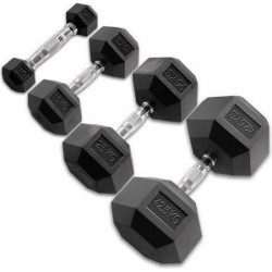 Body-Solid Hexagon Rubber Dumbbell - per Paar - 32.5 KG Paar - Rubber