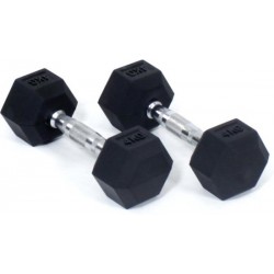 Core Power Rubber Hex Dumbbells - 4 kg (per paar)