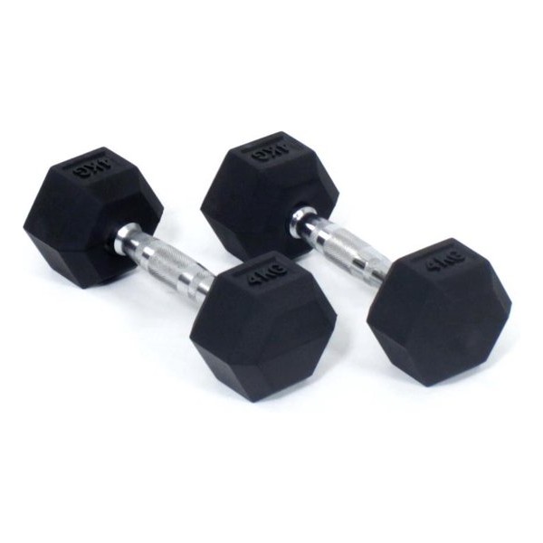 Core Power Rubber Hex Dumbbells - 4 kg (per paar)