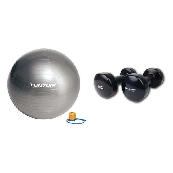 Tunturi - Duoset - Fitness Set - Yoga Bal - Fitness Bal - Gewichten - 2 x 5 kg