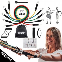 W.O.D Resistance Band Set - Weerstandsbanden Fitness Set - Workout Set - Thuis Sporten - 12 Delig