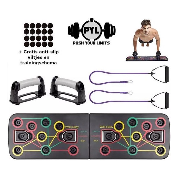 Push Up Bord - Resistance Band - Opdruksteunen - Full Body Workout - Inclusief Trainingsschema - 13 in 1