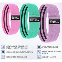 Pulvernutrition - Weerstandsbanden set van 3 exclusief - Bootybands - Weerstandsband - Resistance bands - Fitness elastiek