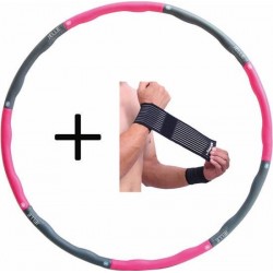 Fitness Hoelahoep 1.5 KG - Ø 100 cm - Roze/Grijs - Hula Hoop / Hoela Hoep Voor Fitness - Inclusief gratis fitness polsbanden