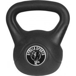 Gorilla Sports Kettlebell 12 kg zwart kunststof - extra stabiel