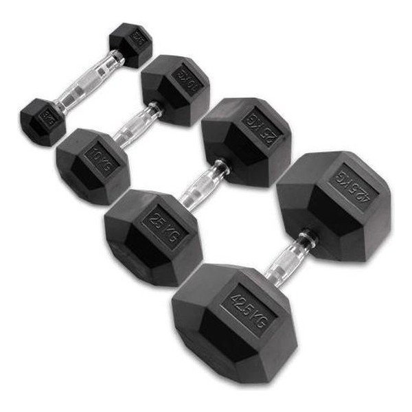 Body-Solid Hexagon Rubber Dumbbell - per Paar - 27.5 KG Paar - Rubber