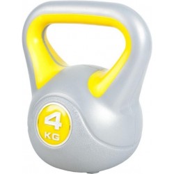 Gorilla Sports Kettlebell 4 kg Kunststof Trendy (grijs/geel)