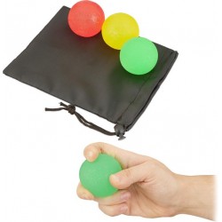 relaxdays handtrainer - stressbal - set van 3 - anti stress ballen - knijpbal - met zakje