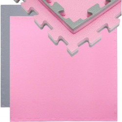 Trainingsmat Puzzelmat Sportmat 90x90x2cm Grijs Roze