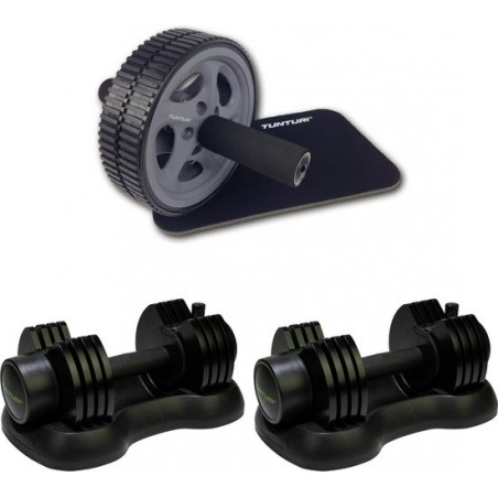 Tunturi - Gewichten set - Gewichen - Verstelbare Dumbellset - 2 Stuks - 25 kg - Trainingswiel