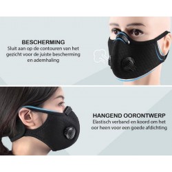 Mondkapje – Sportmasker - Niet Medisch – Wasbaar - Herbruikbaar – Mondmasker – 3 laags – Universeel – Zwart – Gezichtsmasker