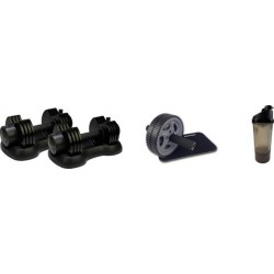 Workout set Tunturi - vierdelig - 2 x Dumbellset 12,5 kg - trainingswiel - shakebeker