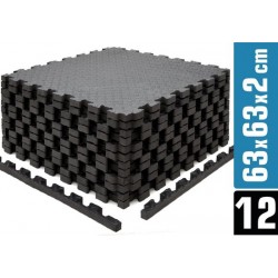 12 vloerbeschermingsmatten 63x63 - 2 cm fitnessvloermat - set van 4,8 m² beschermingsmatten