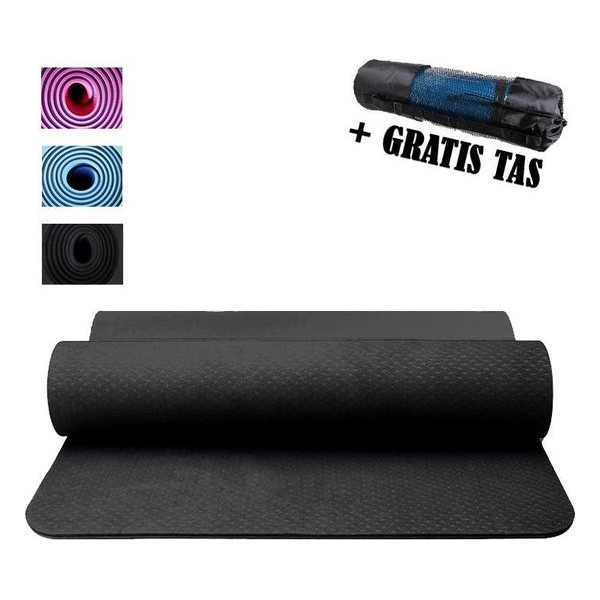 Yogamat TPE Antislip - 183 x 61 x 6 - Zwart