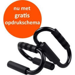 Opdruksteunen - met GRATIS opdrukschema - Push up bars – Push op grips – Zwart – Staal – Fitness – Trainen – Thuis trainen