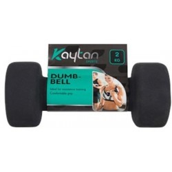 1 x Dumbbell - 2 kg - 2 kilo dumbbells - dumbbells - Zwart