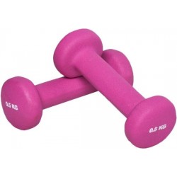 Gorilla Sports Vinyl Dumbbells roze 1 kg (2 x 0,5 kg) Gietijzer