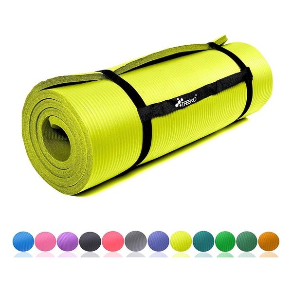 Yoga mat geel, 190x100x1,5 cm dik, fitnessmat, pilates, aerobics