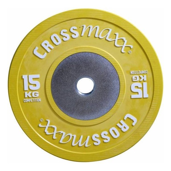 Gekleurde Competitie Olympische Bumper Plate 50mm 15 kg - geel