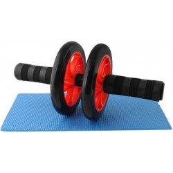 Dubbele Ab Wheel Fitness Roller Met Mat - Trainingswiel Buikspier Wiel Trainer Met Kniemat - Workout Buikspierwiel