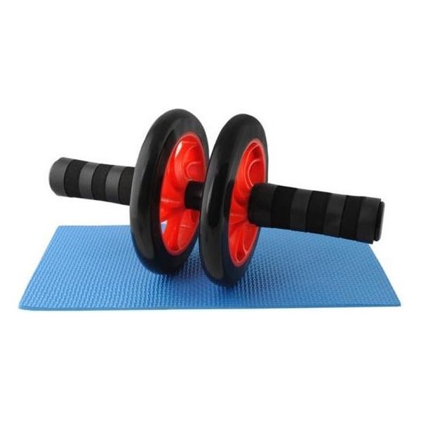 Dubbele Ab Wheel Fitness Roller Met Mat - Trainingswiel Buikspier Wiel Trainer Met Kniemat - Workout Buikspierwiel