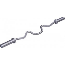 Lifemaxx Olympic Curled V-Bar - Geborsteld Staal - 120 cm