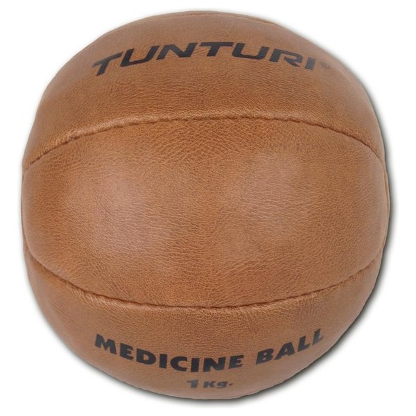 Tunturi Medicine Ball - Medicijnbal - Crossfit ball - 1 kg - Bruin kunstleder