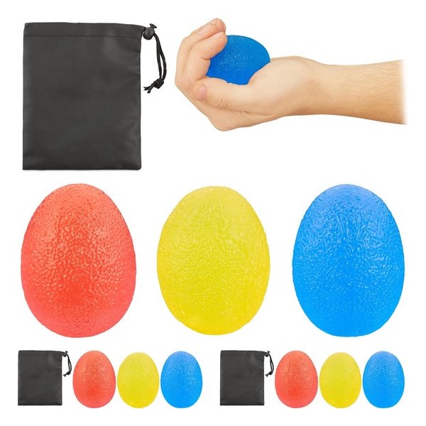 relaxdays 9 x handtrainer - anti stress ballen - knijpbal - eivormig – stressbal