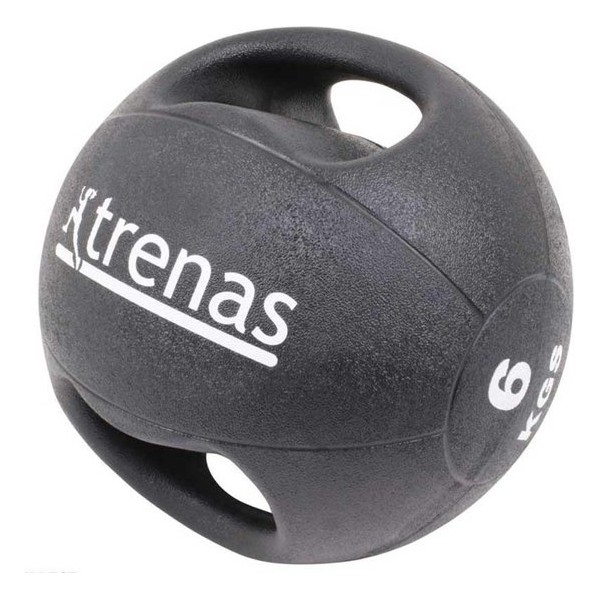 Trenas Medicijnbal - Medicine bal met dubbele handgrepen - Medicine bal Dual Grip - 6 kg - Zwart - (Professioneel gebruik)