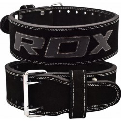 RDX 4PB Suède Leder Powerlifting Riem - Extra Large - Zwart - Leer