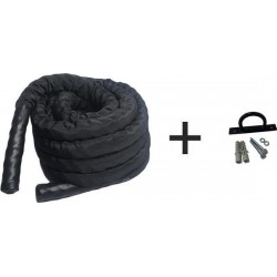 DW4Trading® Battle rope met nylon hoes 12mtr 38mm 9,5Kg + Beugel