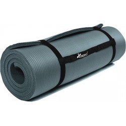 Yoga mat grijs/petrol 1 cm dik, fitnessmat, pilates, aerobics